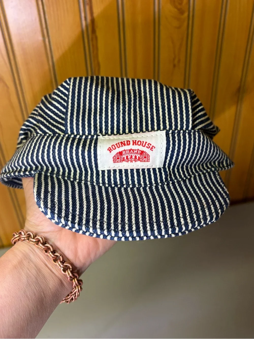 Round House Kids' Striped Railroad Cap - Navy & White
